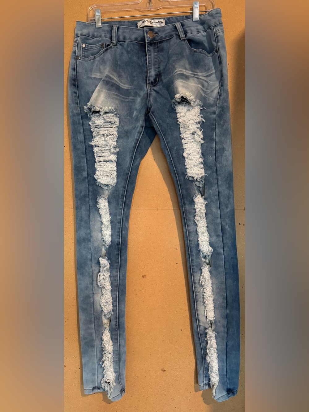 JW Signature Heavily Distressed Cloud Acid Wash Skinny Jeans 13